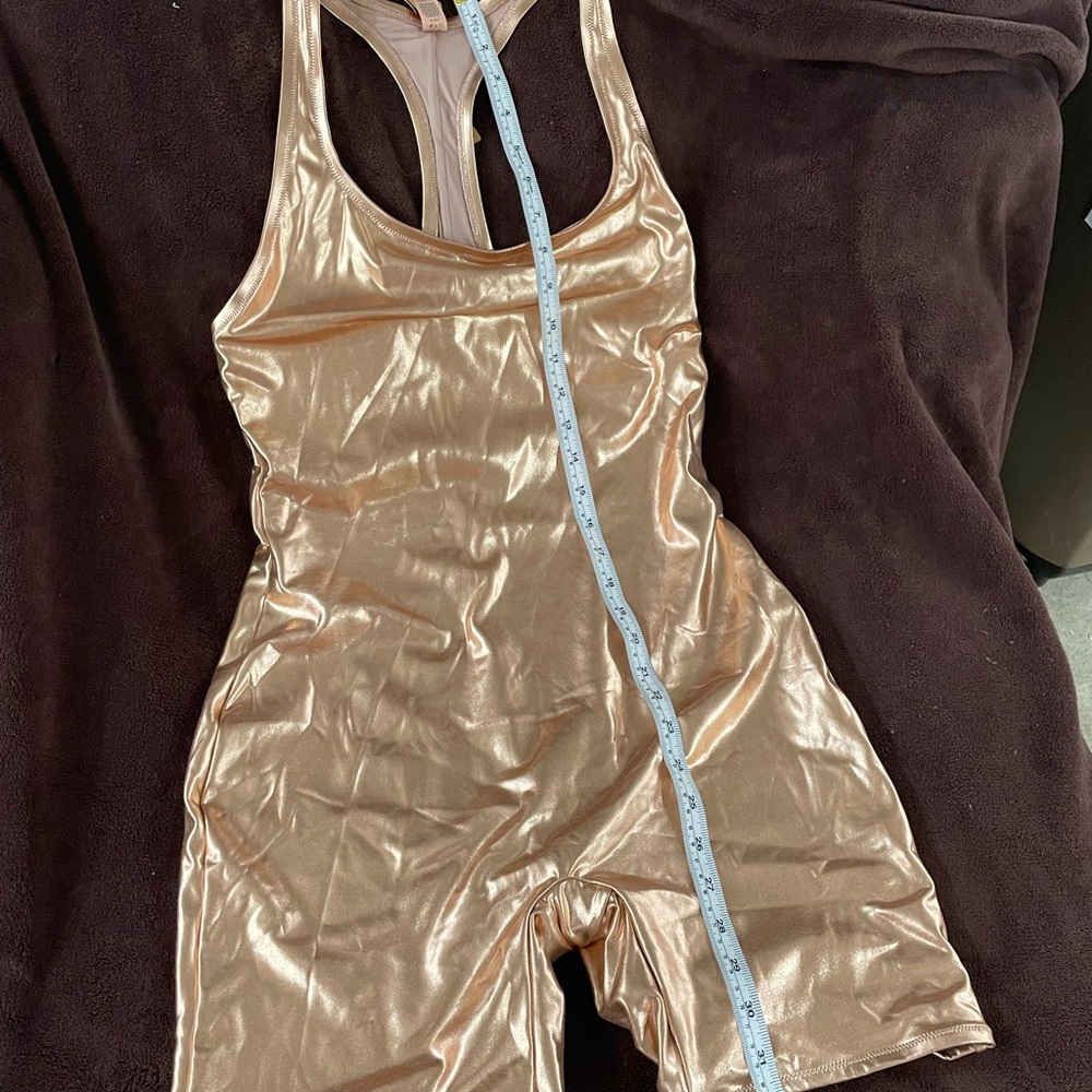SKIMS Metallic Swim Cycle Suit Bodysuit Onesie - Picture 4 of 6